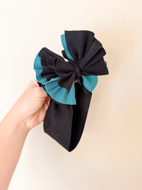 Black and Teal Shredded Headwrap